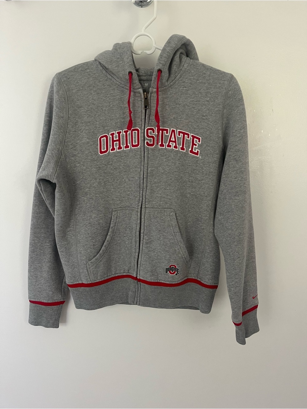 Ohio State Kids' Gray Zip-Up Hoodie with Red Accents size Medium